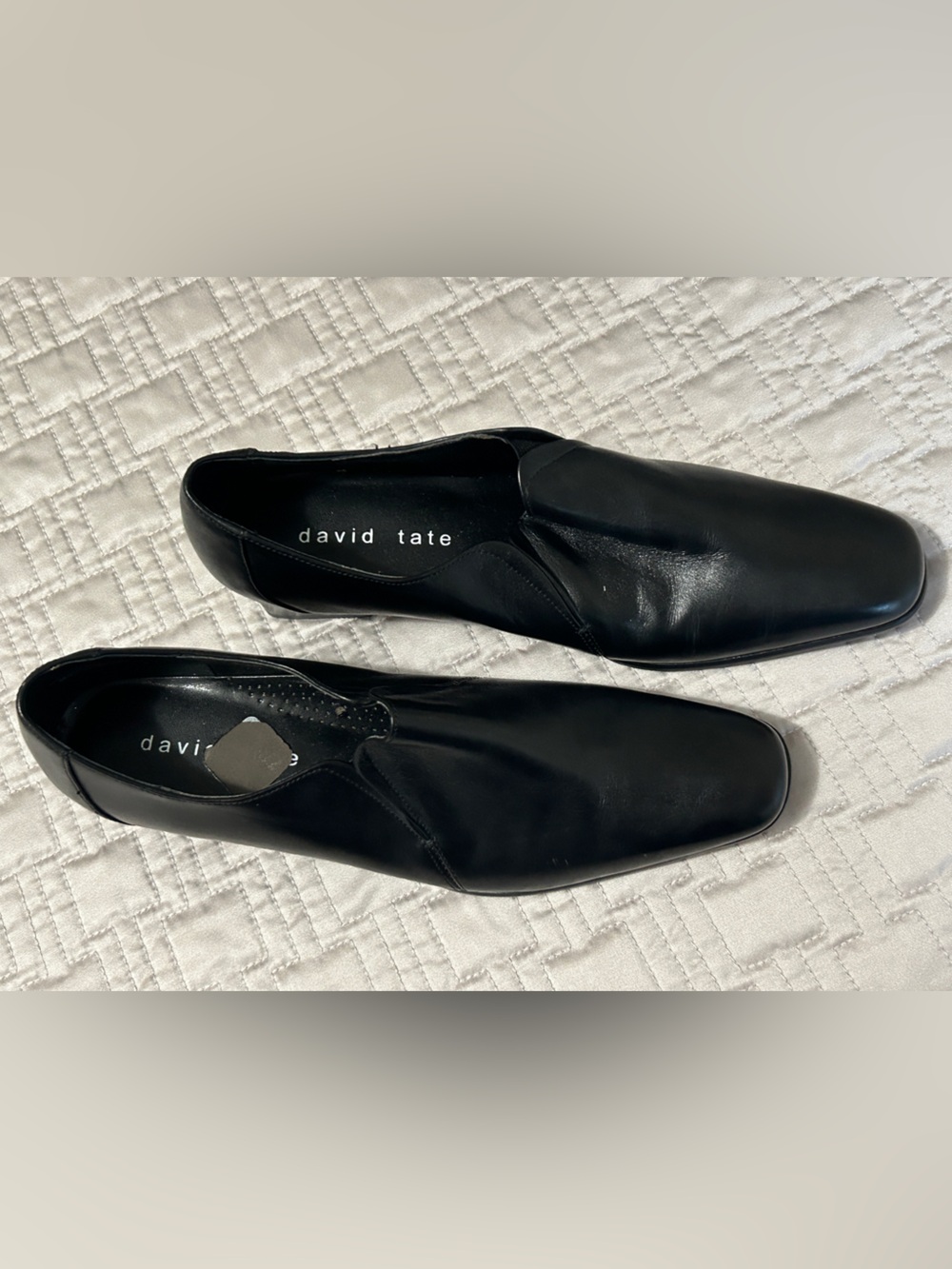 David Tate Black Leather Slip-On Loafers